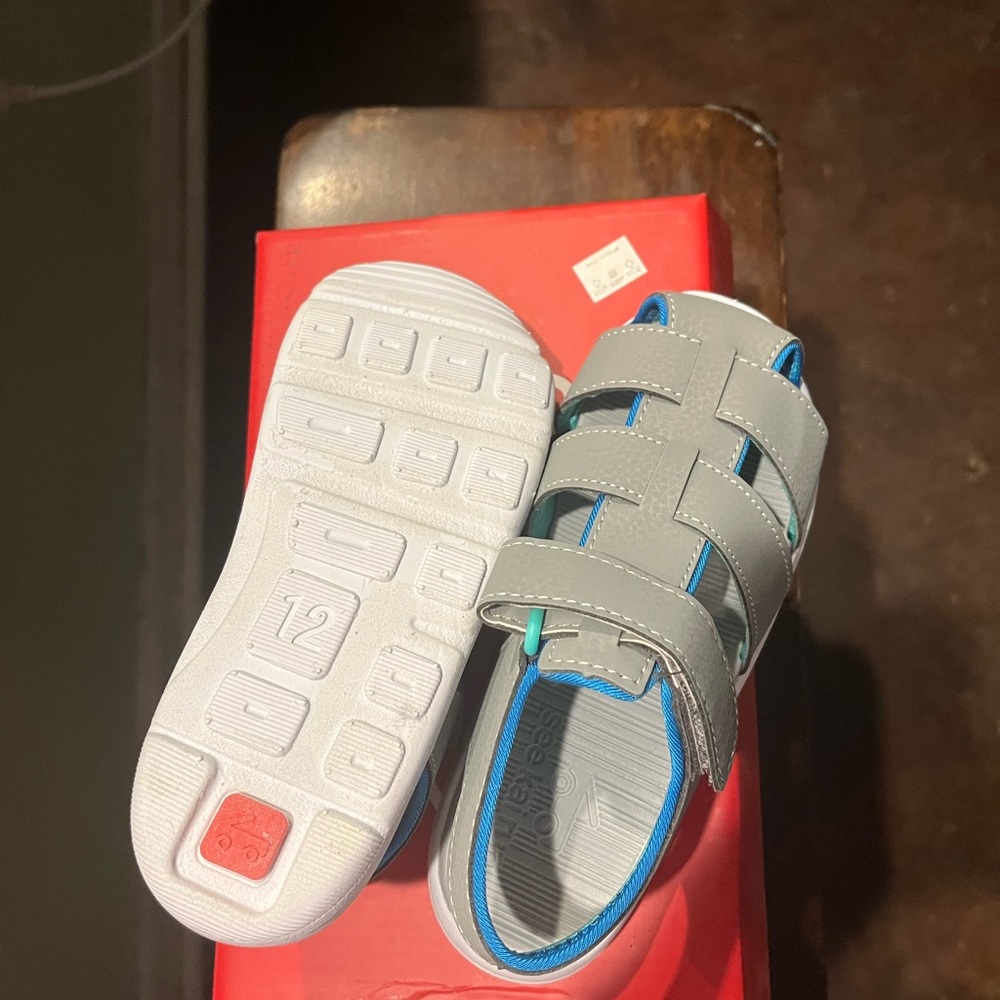 See Kai Run Cyrus IV FlexiRun Gray and Blue Sandals 12
